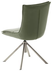 Moderner grüner Stuhl mit Metallbeinen, Rückansicht