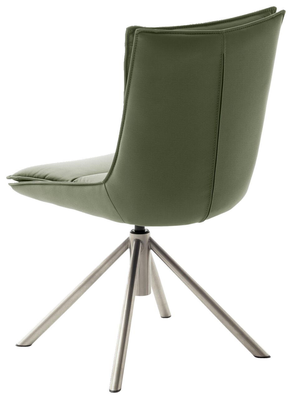 Moderner grüner Stuhl mit Metallbeinen, Rückansicht