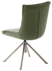 Moderner grüner Stuhl mit Metallbeinen, Rückansicht