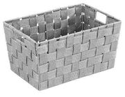 Grauer Badkorb Adria S aus geflochtenem Material, perspektivisch von schräg oben fotografiert.