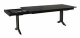 Schwarzer Esstisch 160x100cm mit ausziehbarer Funktion, seitliche Perspektive