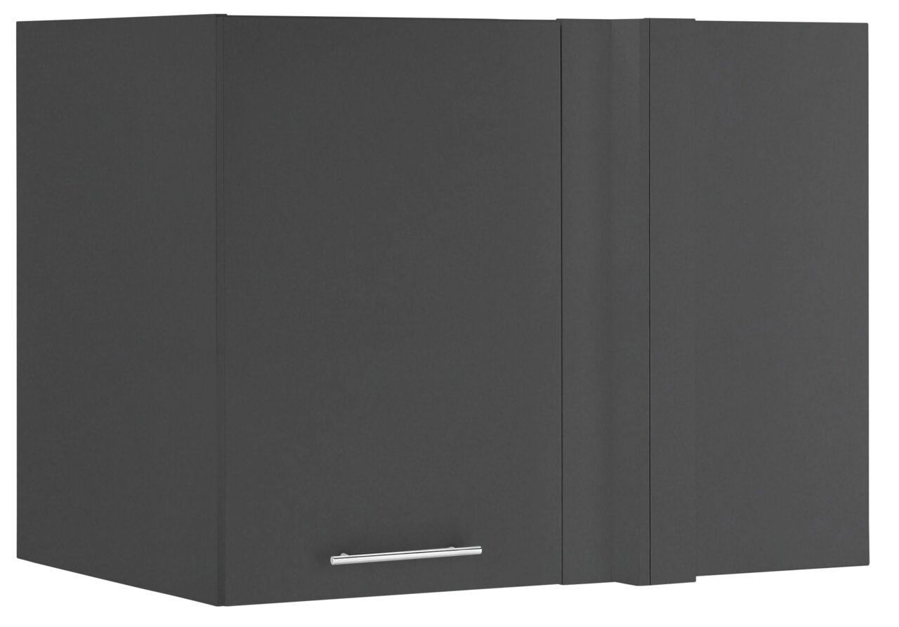 XORA Aufsatz Eckschrank PRIMUS Dunkelgrauer Eckschrankaufsatz mit Metallgriff, perspektivisch von vorne links gesehen.
