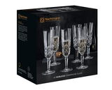 Verpackung des Champagnersets Noblesse mit sechs eleganten Kristallgläsern, seitliche Perspektive