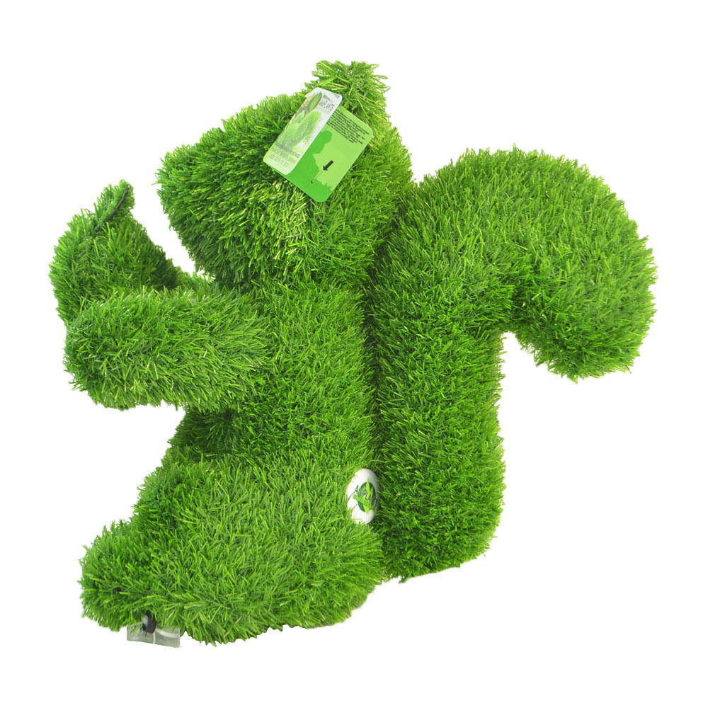 Grüne Eichhörnchen-Gartenfigur aus Kunstgras, seitliche Perspektive