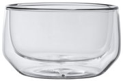 Transparente Glasschale mit doppelter Wandung, seitliche Perspektive