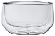 Transparente Glasschale mit doppelter Wandung, seitliche Perspektive