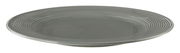 Speiseteller 27,5 cm in Perlgrau mit geriffeltem Rand, seitliche Perspektive