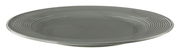 Speiseteller 27,5 cm in Perlgrau mit geriffeltem Rand, seitliche Perspektive