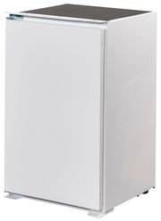 Weiße Kücheneinheit mit geschlossener Tür, seitliche Perspektive