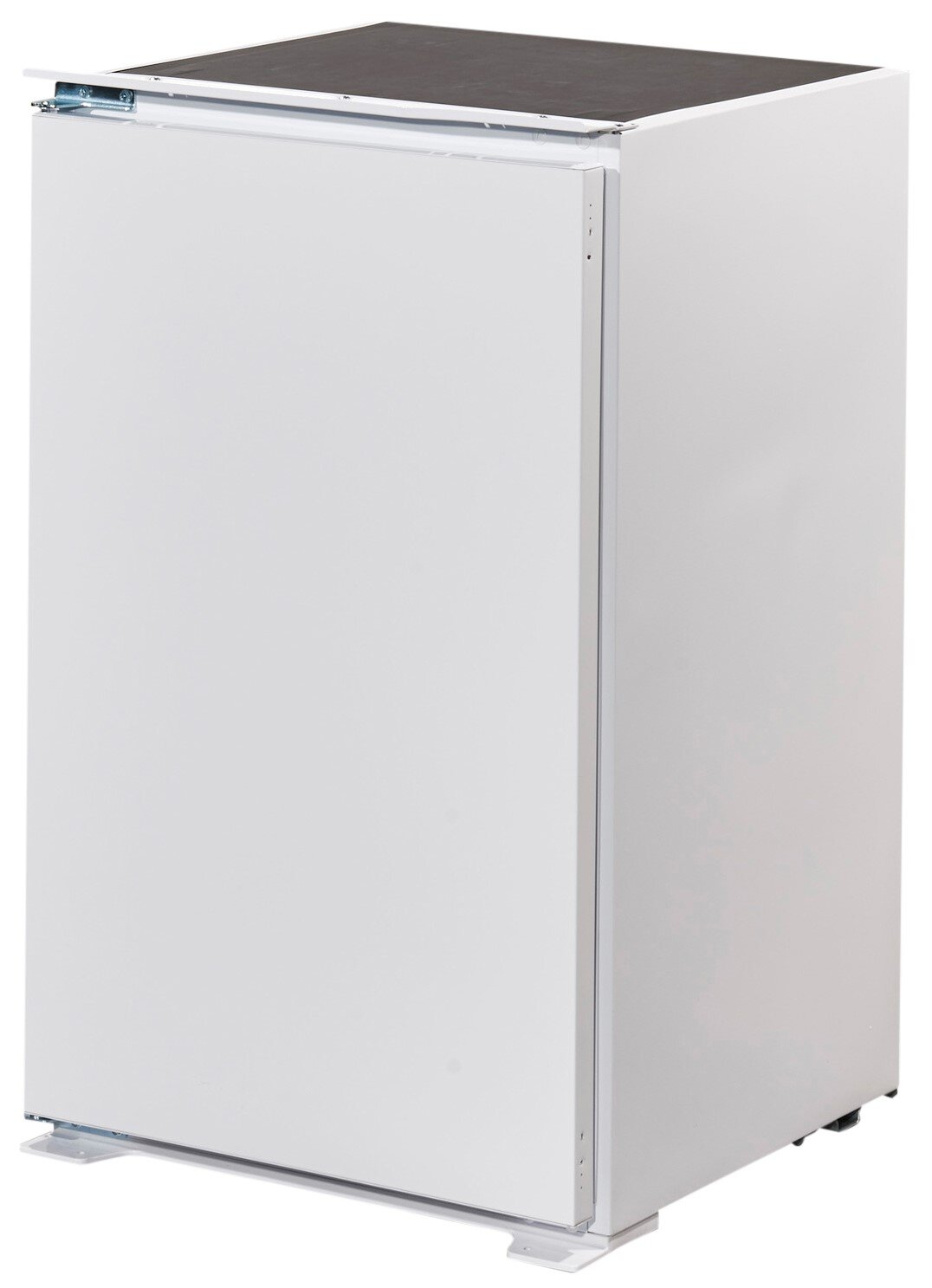 Weiße Kücheneinheit mit geschlossener Tür, seitliche Perspektive