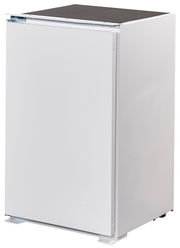 Weiße Kücheneinheit mit geschlossener Tür, seitliche Perspektive