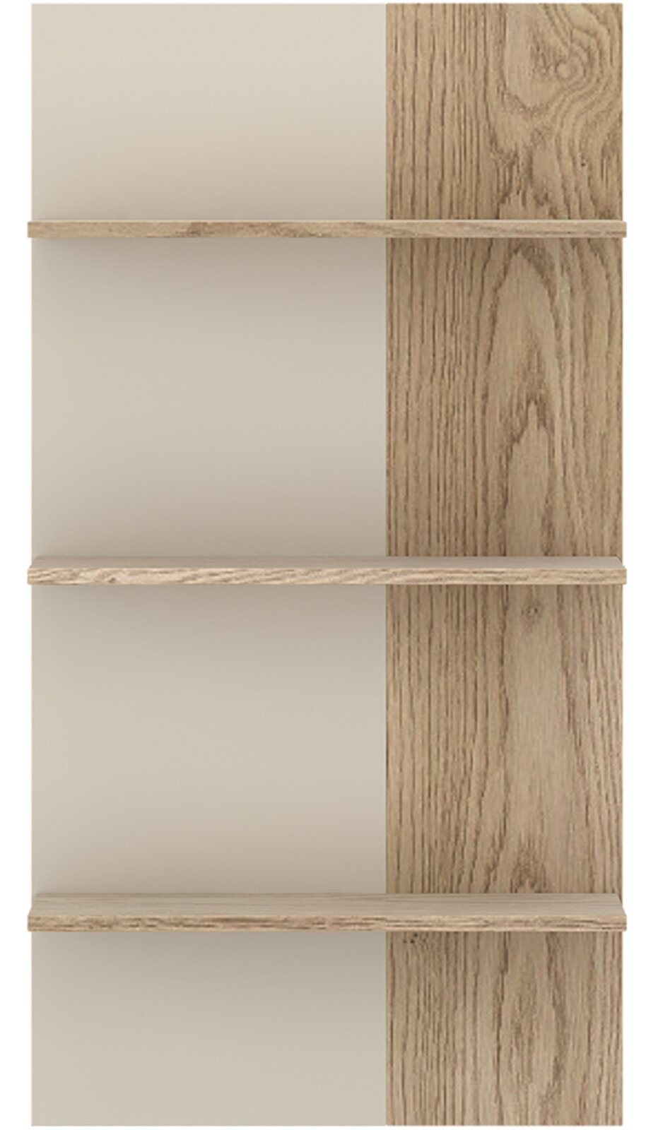 Z2 Wandregal LAGOON Frontale Ansicht eines modernen Wandregals mit vier Regalböden in Holzoptik und neutralem Hintergrund.