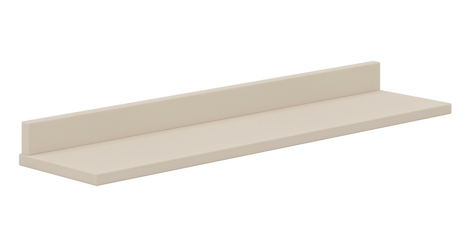 Beiges Wandregal aus seitlicher Perspektive