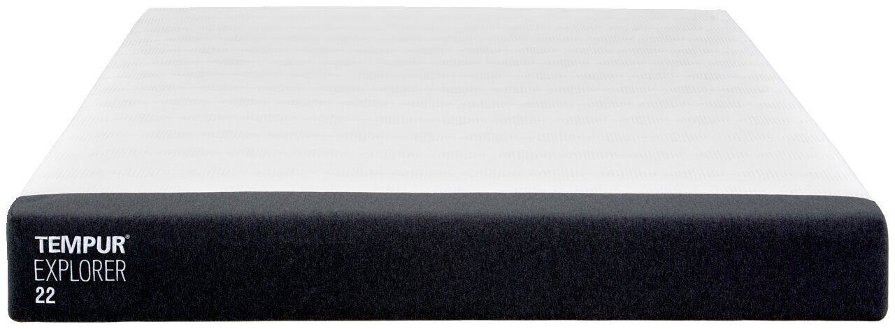 Viscomatratze von vorne mit schwarzem Rand und weißer Oberfläche, Modell TEMPUR EXPLORER 22