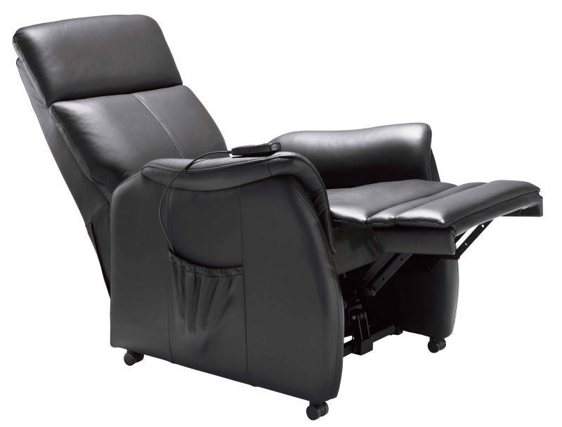 Schwarzer Fernsehsessel Cantus AMARILLO in Liegeposition, seitliche Perspektive