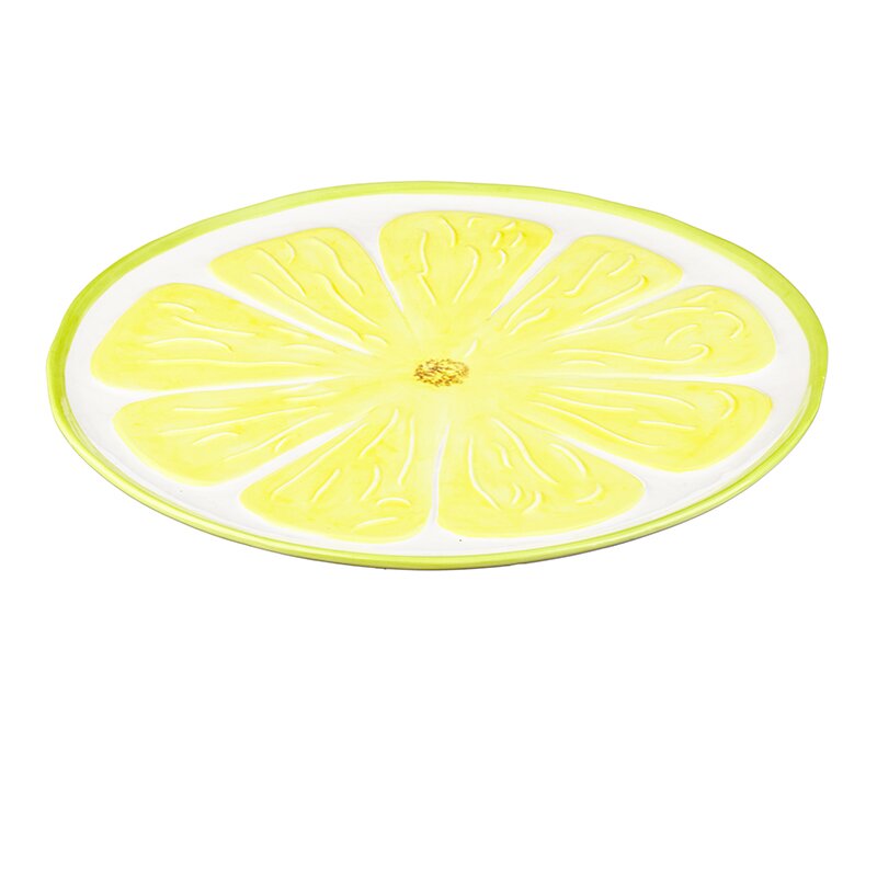 Platzteller in Zitronenscheiben-Design, aus der Vogelperspektive fotografiert