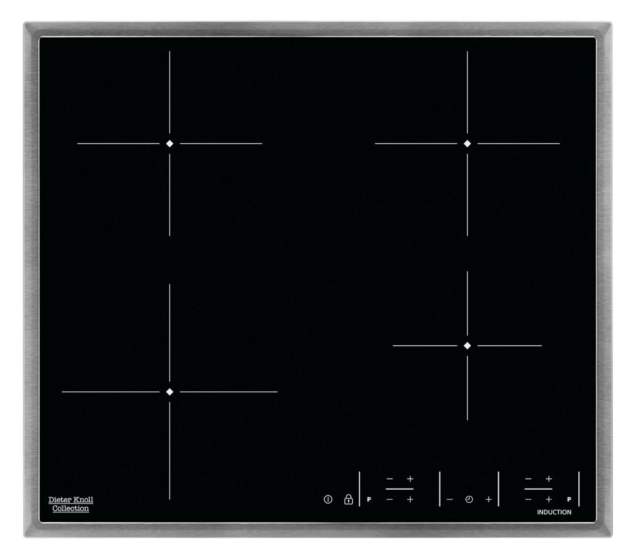 Dieter Knoll Induktionsglaskeramikkochfeld DKEI6640XB Induktionsglaskeramikkochfeld mit vier Kochzonen, Draufsicht