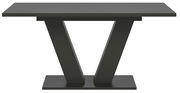 Moderner Esstisch mit V-förmigem Gestell in dunkler Farbe, Frontalansicht