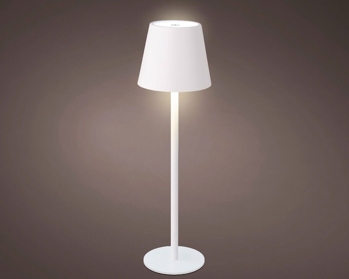 LED Tischleuchte in Weiß, seitliche Perspektive