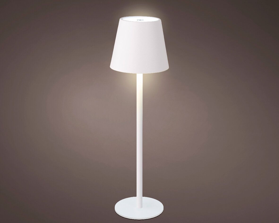 LED Tischleuchte in Weiß, seitliche Perspektive