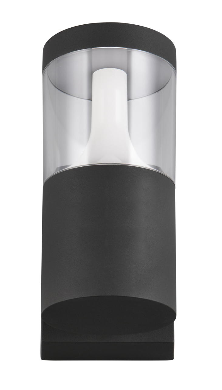 LED-Außenwandleuchte in schwarzem Gehäuse, frontal betrachtet