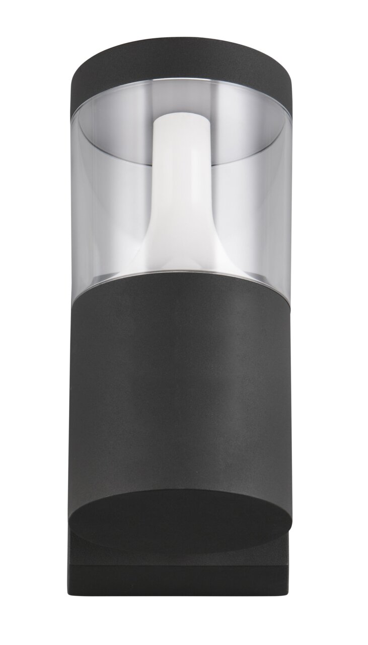 LED-Außenwandleuchte in schwarzem Gehäuse, frontal betrachtet