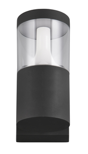 LED-Außenwandleuchte in schwarzem Gehäuse, frontal betrachtet