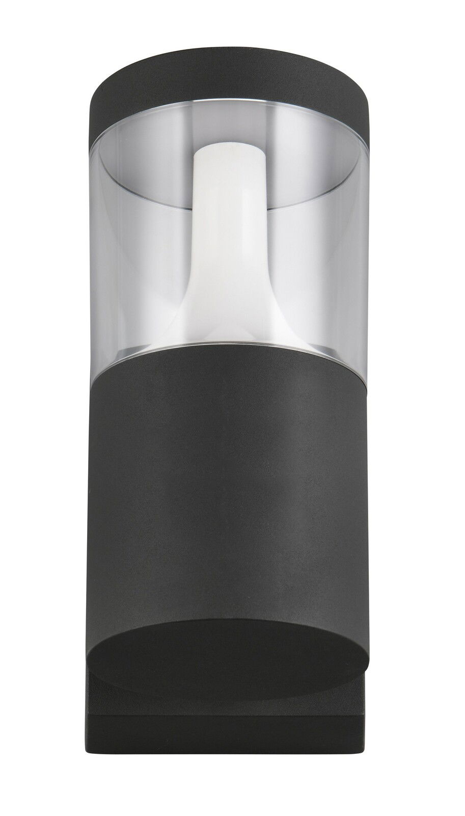 LED-Außenwandleuchte in schwarzem Gehäuse, frontal betrachtet