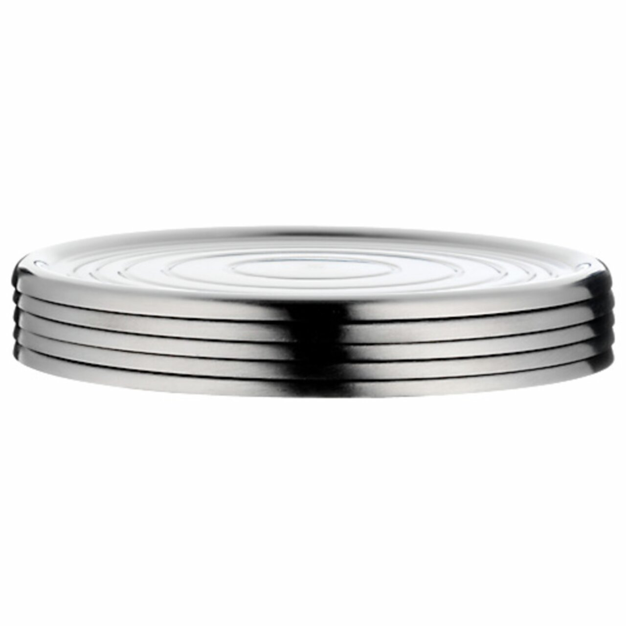 Stapel von Gläsertellern aus Glas, seitliche Perspektive