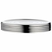 Stapel von Gläsertellern aus Glas, seitliche Perspektive
