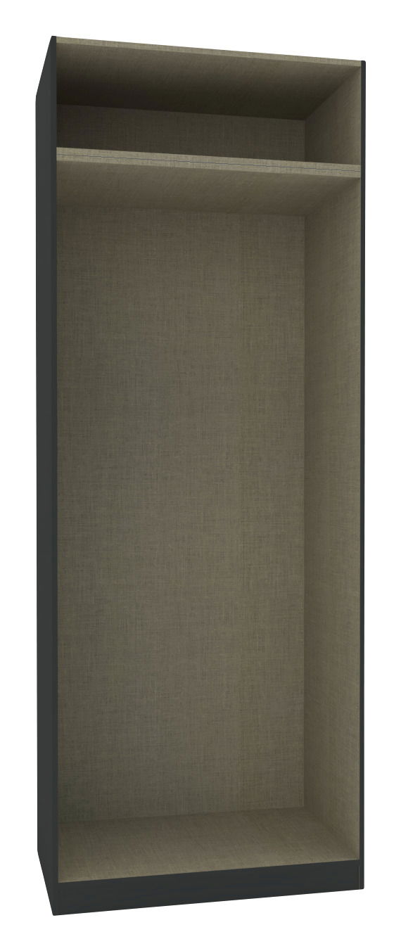 Kleiderschrank Korpus 242x91, frontale Ansicht, mit einem Regalboden im Inneren