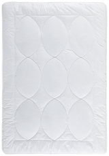 Winterbettdecke 155x220 cm, weiße Steppdecke mit ovalem Muster, Draufsicht