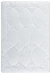 Winterbettdecke 155x220 cm, weiße Steppdecke mit ovalem Muster, Draufsicht