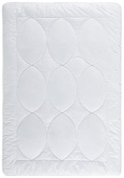 Winterbettdecke 155x220 cm, weiße Steppdecke mit ovalem Muster, Draufsicht