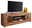 TV-Lowboard MERAN aus Holz mit natürlicher Maserung, zwei gelbe Vasen und ein Fernseher darauf, seitliche Perspektive.