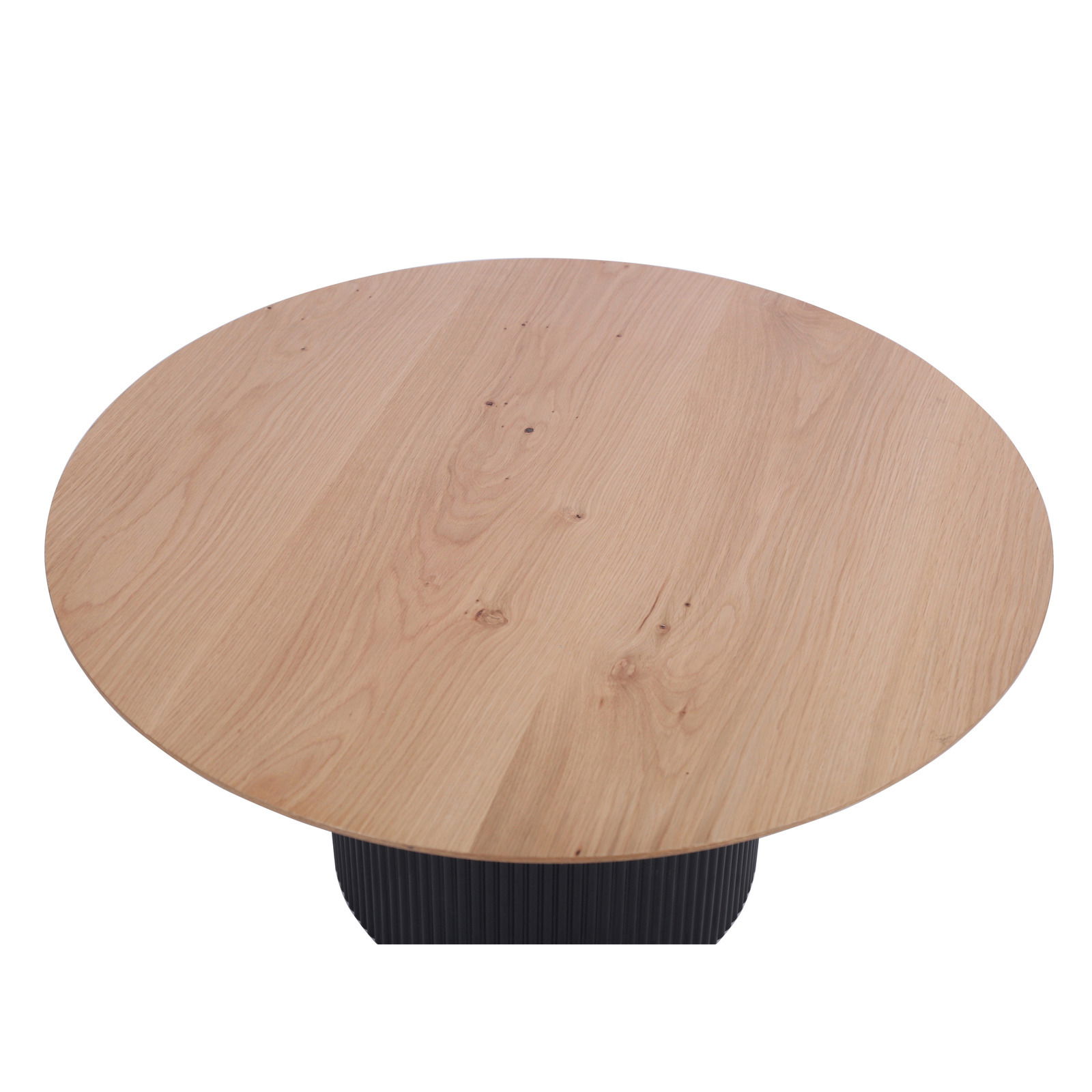 Runder Couchtisch aus Holz mit natürlicher Maserung, Ansicht von oben