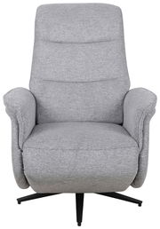 Grauer, drehbarer Relaxsessel mit Armlehnen, Vorderansicht