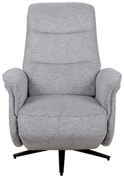 Grauer, drehbarer Relaxsessel mit Armlehnen, Vorderansicht