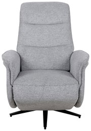 Grauer, drehbarer Relaxsessel mit Armlehnen, Vorderansicht