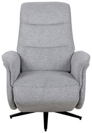 Grauer, drehbarer Relaxsessel mit Armlehnen, Vorderansicht