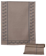 Beige Geschirrtuch mit Kaffeebohnenmuster, Vorderansicht