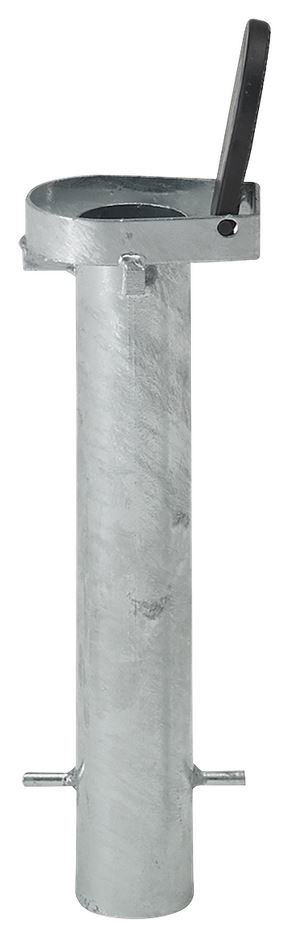 Metallische Bodenhülse mit Hebel, seitliche Ansicht