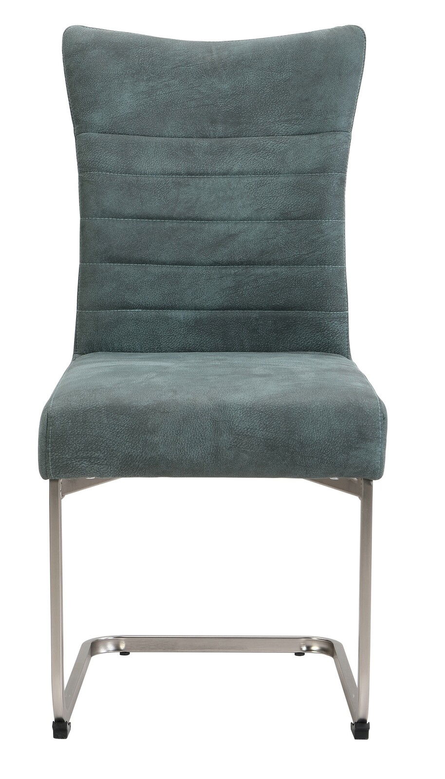 Moderner Schwingstuhl in grauem Stoffbezug, Frontalansicht