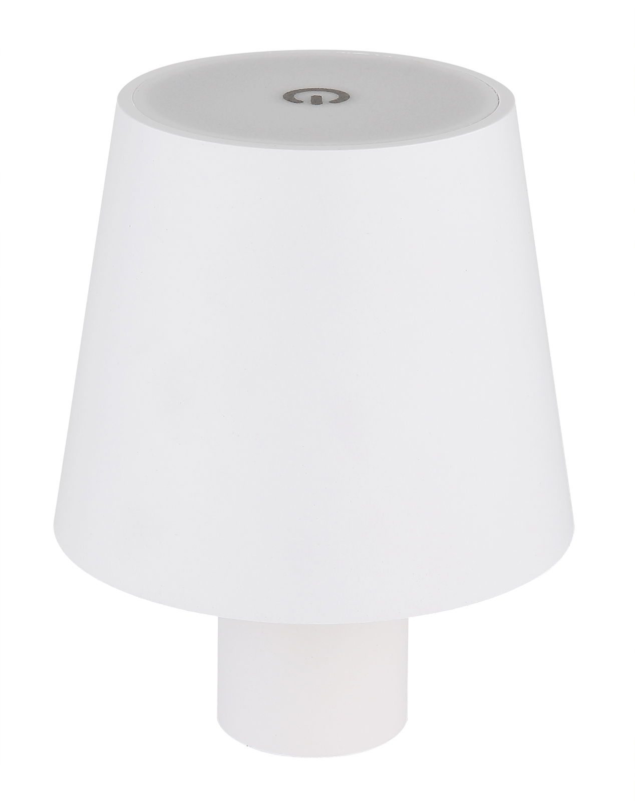 Weiße Akku-Aufsatzleuchte VANNIE, seitliche Perspektive