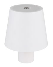 Weiße Akku-Aufsatzleuchte VANNIE, seitliche Perspektive