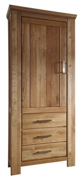 Holzschrank mit einer Tür und drei Schubladen, Frontalansicht