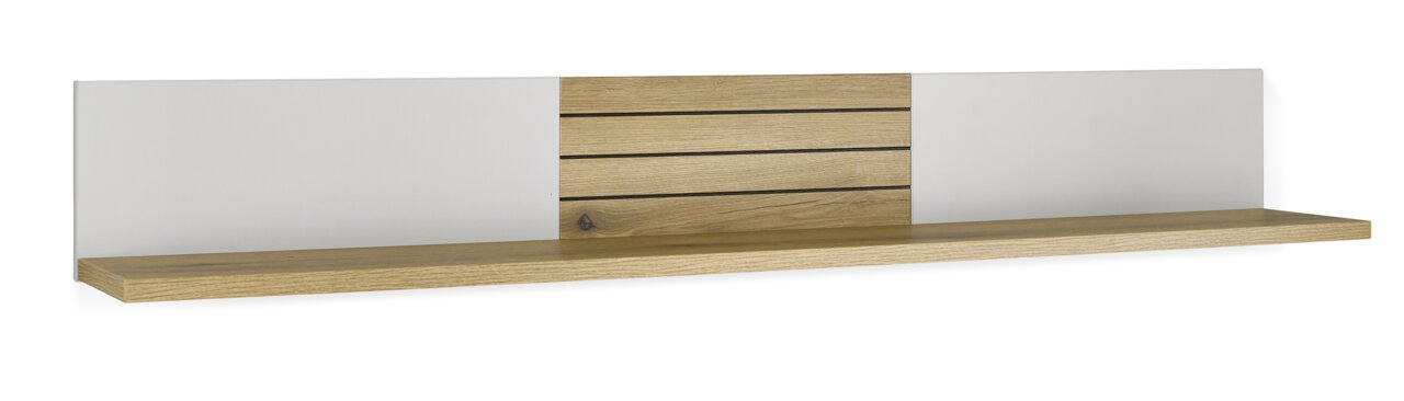 Wandboard aus Holz mit weißer Rückwand, frontale Ansicht
