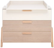Commode met drie lades in houtlook, gezien vanaf de voorkant
