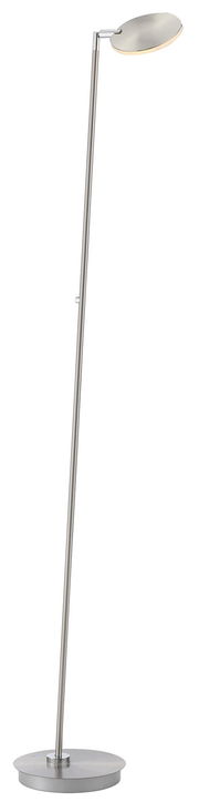 Moderne Akku-Stehleuchte aus Metall in seitlicher Perspektive