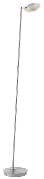 Moderne Akku-Stehleuchte aus Metall in seitlicher Perspektive